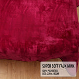 Laura Hill Faux Mink Blanket 800GSM Heavy Double-Sided - Red