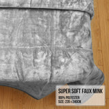 Laura Hill Faux Mink Blanket 800GSM Heavy Double-Sided - Silver