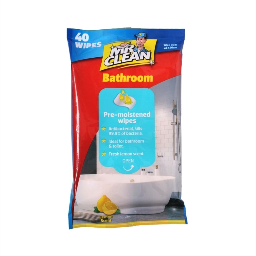 2 Pack x Mr Clean Bathroom Cleaning Wipes 40pc