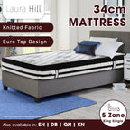 Laura Hill King Single Mattress  with Euro Top - 34cm