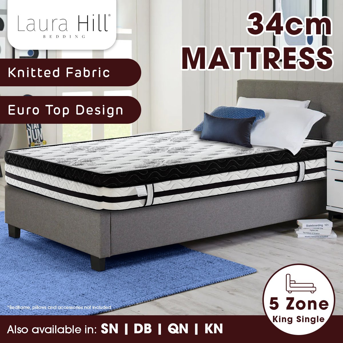 Laura Hill King Single Mattress  with Euro Top - 34cm