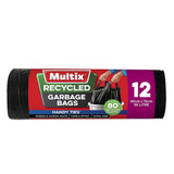 2 x Multix Recycled Garbage Bags With Handy Ties - 56L - 80x70cm - 12 Pack