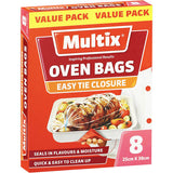 Multix Oven Bags With Easy Tie Closure 25cmx38cm - 8 Pack