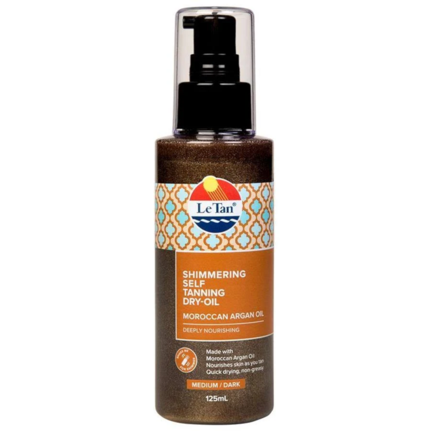 Le Tan Shimmering Self Tanning Dry Oil Moroccan Argan Oil Medium/Dark 125ml