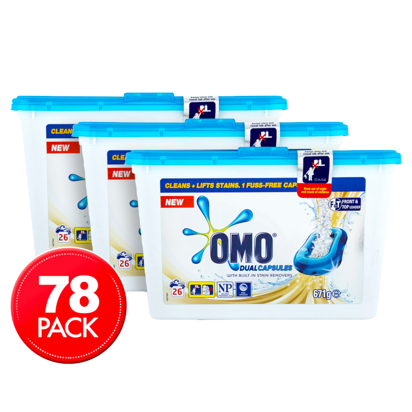 3 Pack x OMO Front & Top Loader Laundry Dual Capsules 26pc