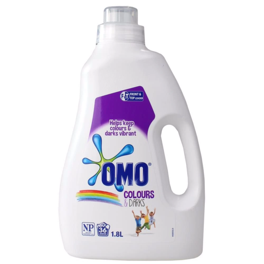 2 Pack x Omo Laundry Liquid Front & Top Loader Colours & Darks 1.8L