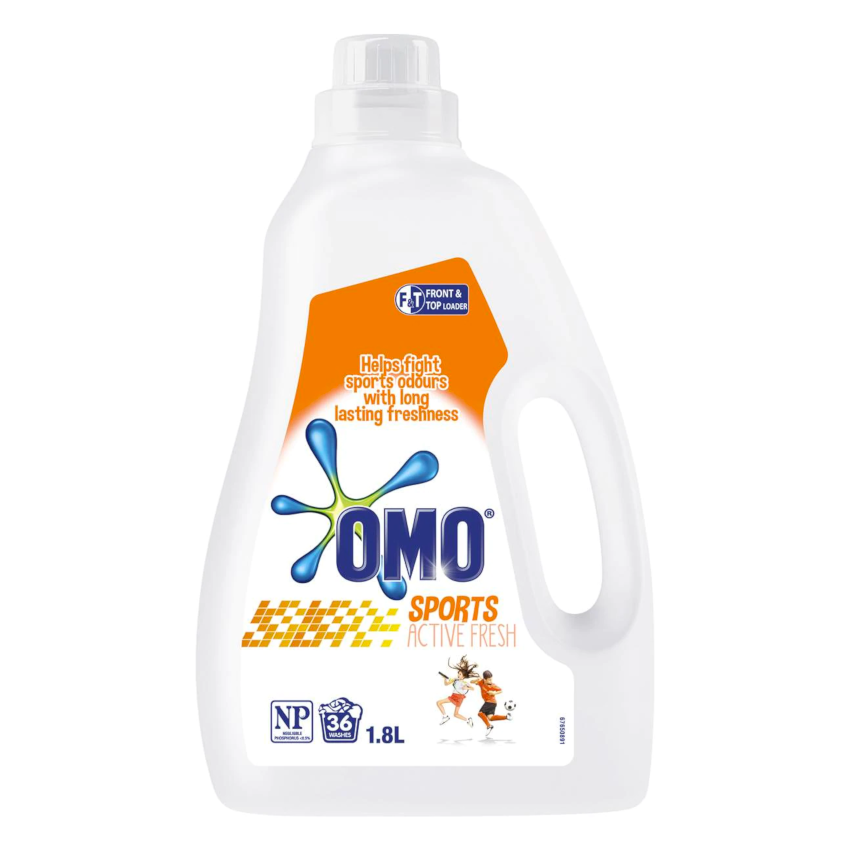 2 Pack x Omo Laundry Liquid Front & Top Loader Sports Fresh 1.8L