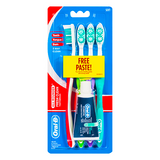 Oral-B All Rounder Fresh Clean Toothbrush Medium Plus 22g Toothpaste - 4 Pack