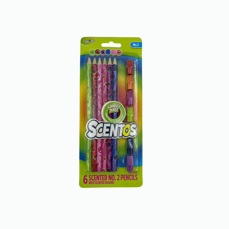 Scentos Scented No.2 Pencils With Scented Erasers - 6 Pack
