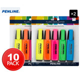 2 x Penline Fluro Highlighters - 5 pack
