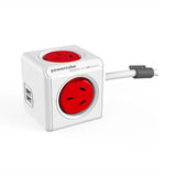 Allocacoc 4-Outlet 1.5m Extended PowerCube w/ USB - Red