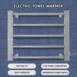 Pronti Heated Towel Rack Electric Bathroom Towel Rails EV-90- Silver