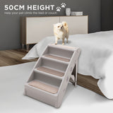 Furtastic Foldable Pet Stairs in Grey - 50cm Dog Ladder Cat Ramp with Non-Slip Mat for Indoor a