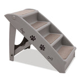 Furtastic Foldable Pet Stairs in Grey - 50cm Dog Ladder Cat Ramp with Non-Slip Mat for Indoor a