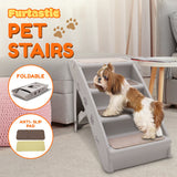 Furtastic Foldable Pet Stairs in Grey - 50cm Dog Ladder Cat Ramp with Non-Slip Mat for Indoor a