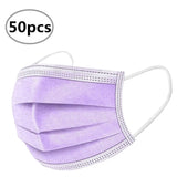 Purple Disposable Face Masks - 50 Pack