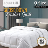 Laura Hill 800GSM Goose Down Feather Comforter Doona - Queen