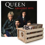 Crosley Record Storage Crate & Queen Greatest Hits - Double Vinyl Album Bundle