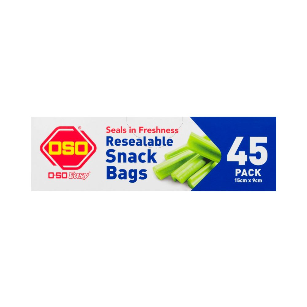 3 Pack x OSO Easy Resealable Snack Bags 45pc