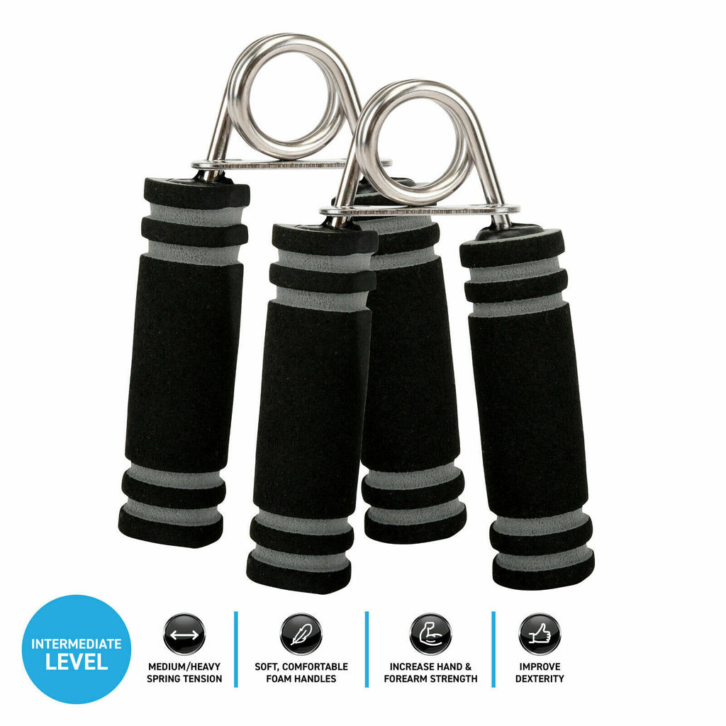 Padded Hand Grips - Medium to Heavy Spring Tension - 12.5x8cm - 2 Pack