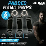 Padded Hand Grips - Medium to Heavy Spring Tension - 12.5x8cm - 2 Pack
