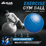 Sas Sports Exercise Gym Ball 65cm - Blue