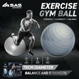 Sas Sports Exercise Gym Ball 75cm - Grey