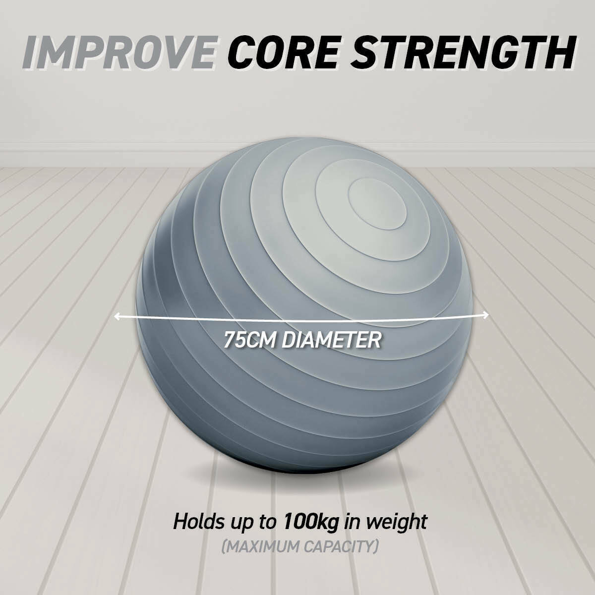 Sas Sports Exercise Gym Ball 75cm - Grey