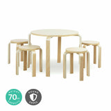 Home Master 5PCE Kids Wooden Table & Stools Set - Natural Colour