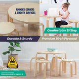 Home Master 5PCE Kids Wooden Table & Stools Set - Natural Colour