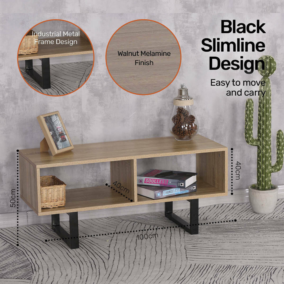 Home Master Coffee Table with Dual Open Storage - 1m