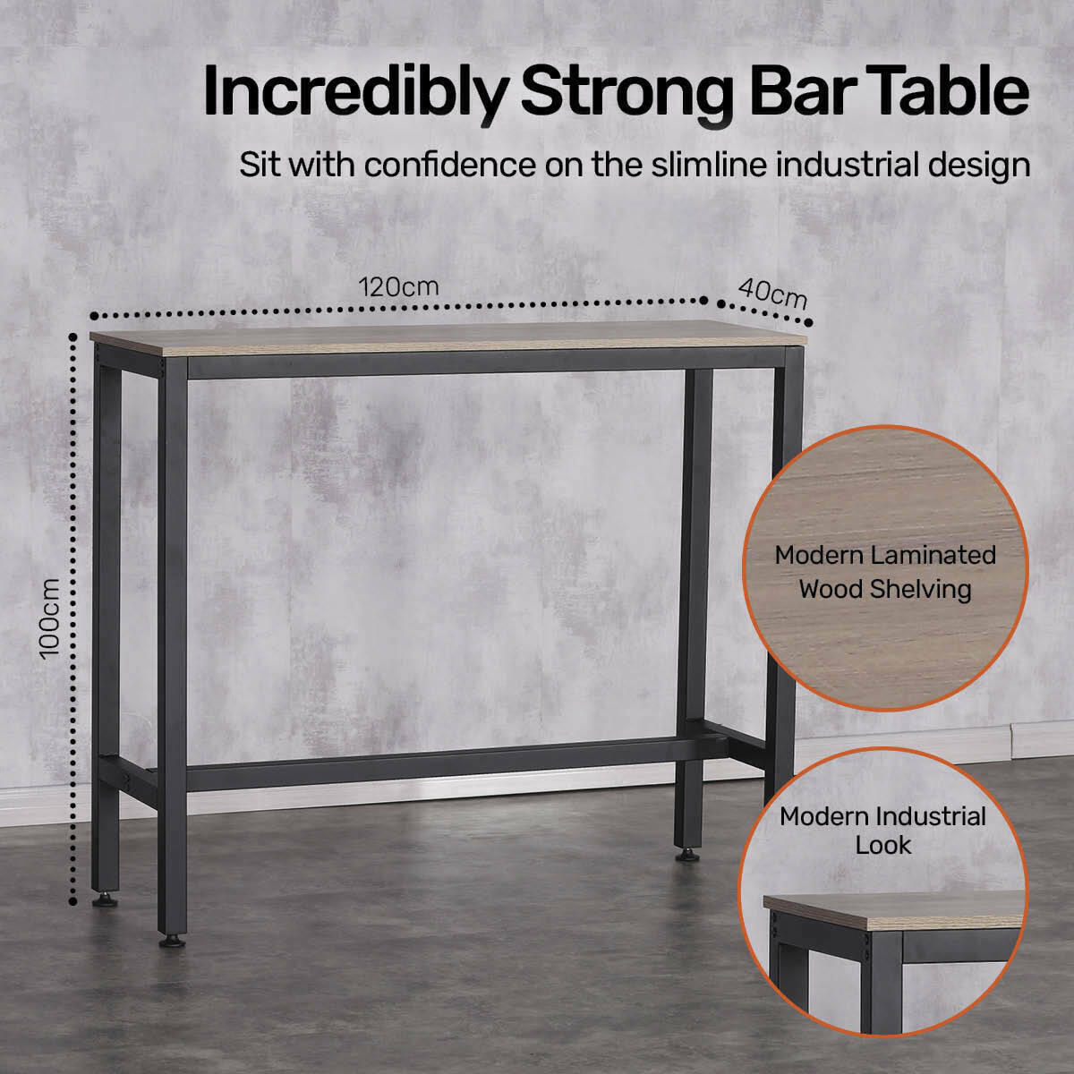 Home Master High Bar Table Nordic Industrial Design - 1m