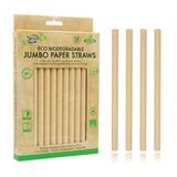 Eco Biodegradable Material JUMBO Drinking Straws - Brown Paper Straws 25PK