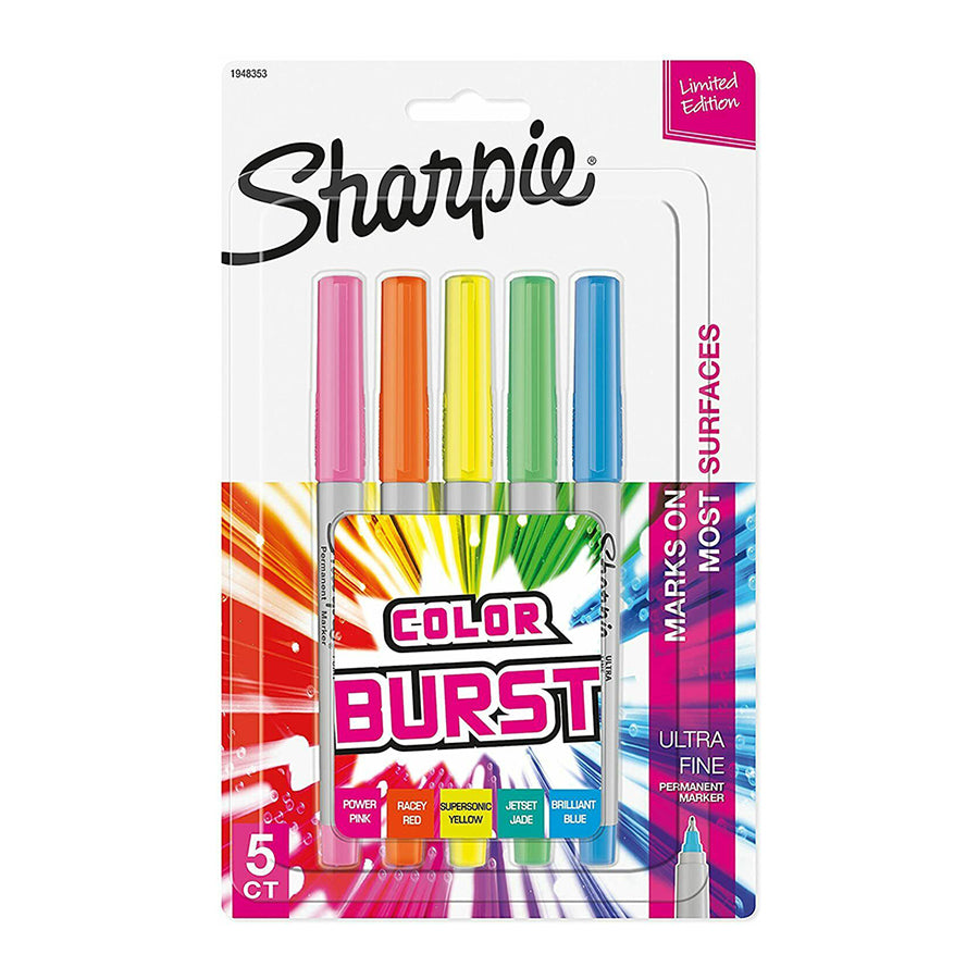 Sharpie Color Burst Permanent Markers Multi Coloured - 5 pack