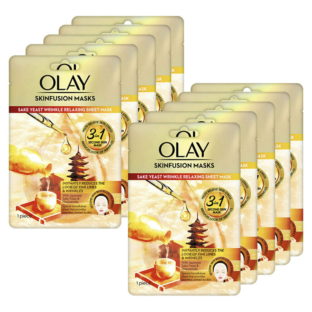 Olay Skin Fusion Masks Sake Yeast Wrinkle Relaxing Sheet - 10 Pack