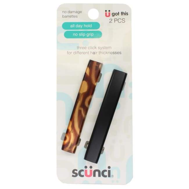 3 Pack x Scunci No Damage Barrettes Hair Clips 8.5cm (2pc)