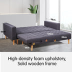 Sarantino Linen Fabric Corner Sofa Bed Couch Lounge w/ Chaise D.Grey