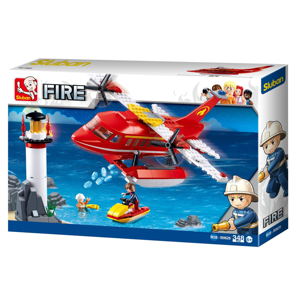 Sluban Building Block FIRE Firefighter Plane Scene