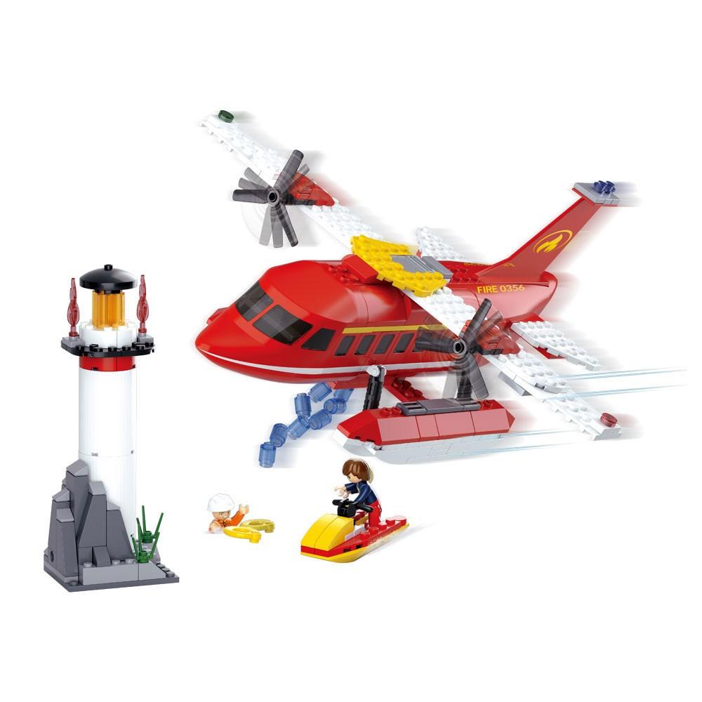 Sluban Building Block FIRE Firefighter Plane Scene