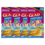4 x Glad Snap Lock Bags O'Colour Sandwich Bags (160 Pack)