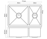 304 Stainless Steel Undermount Topmount Kitchen Laundry Sink - 715 x 450mm