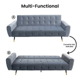 Ava Tufted Velvet Sofa Bed by Sarantino - Light Grey