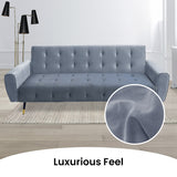 Ava Tufted Velvet Sofa Bed by Sarantino - Light Grey