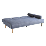 Sarantino 3 Seater Linen Sofa Bed Couch with Pillows - Dark Grey