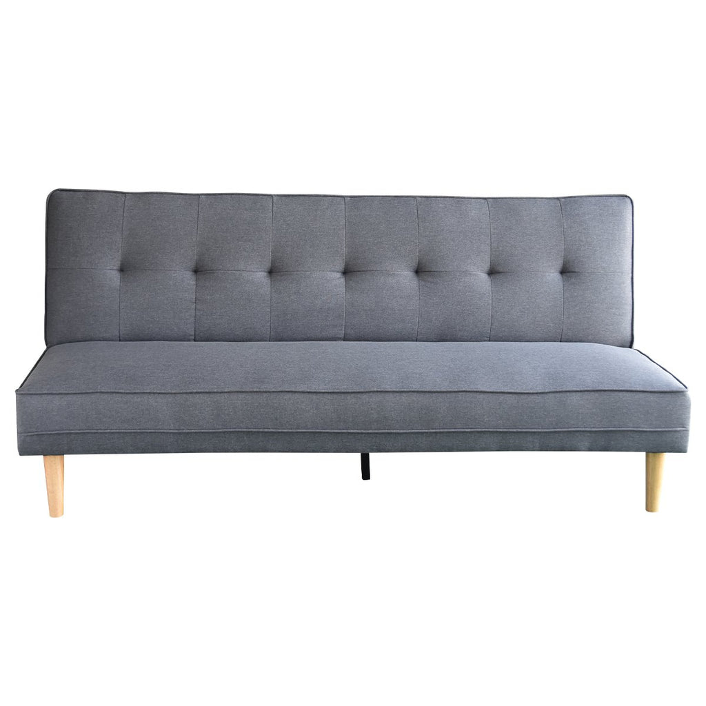Sarantino 3 Seater Linen Sofa Bed Couch with Pillows - Dark Grey