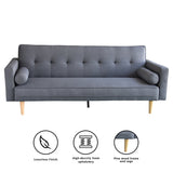 Sarantino 3 Seater Linen Sofa Bed Couch with Pillows - Dark Grey