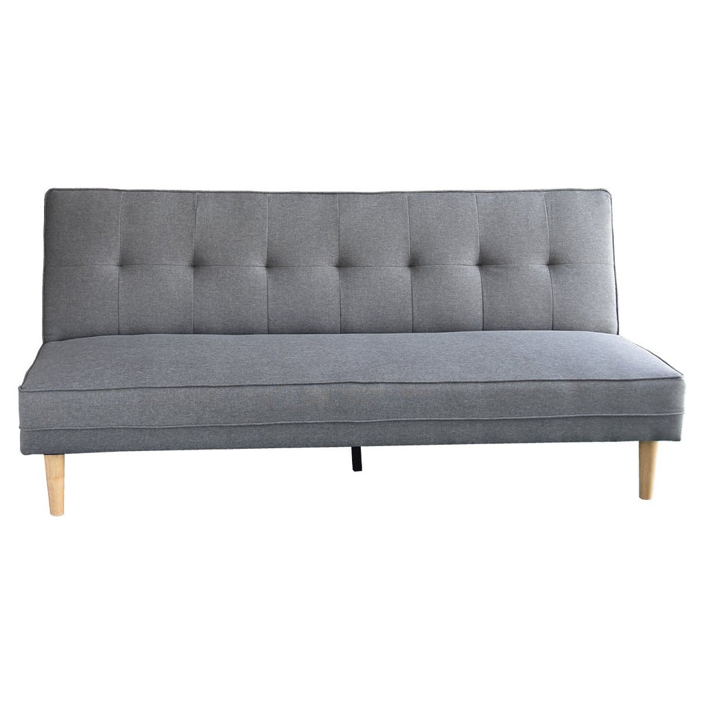 Sarantino 3 Seater Linen Sofa Bed Couch with Pillows - Light Grey