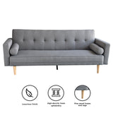 Sarantino 3 Seater Linen Sofa Bed Couch with Pillows - Light Grey
