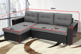 Sarantino 3-Seater Corner Sofa Bed Storage Lounge Chaise Couch Grey