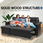 Sarantino Corner Sofa Bed Storage Chaise Couch Faux Leather Black